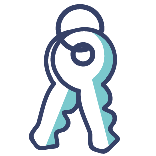 An icon of two keys held together on a key loop.
