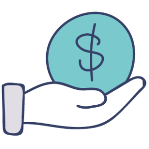 3 A sketch of a hand holding a sign with cash on it to help sellers get cash for their house.