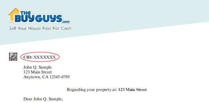 CID Number An example letter from print mail.