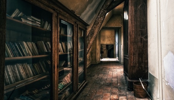 library in old house